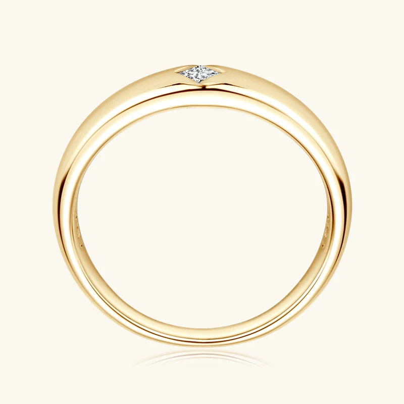 ANZIW 18k Gold Plated Wedding Ring 925 Silver D Color Princess Cut Square Moissanite Promise Bands for Women Certificate GRA
