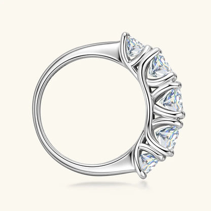 Anziw 3.60CTW All Moissanite Diamond Ring Sparking D Color 5 Stones Wedding Engagement Band For Women 925 Silver Promise Jewelry