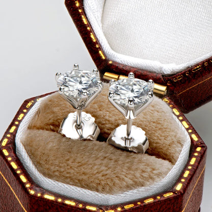 Original 1CT 2CT 3CT D Color Moissanite Earrings for Men Women Real Silver 925 Piercing Stud Earrings Fine Jewelry & Certificate