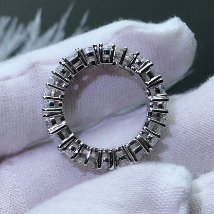 ANZIW  Luxury 925 Sterling Silver Band Rings Women Engagement Simulated Diamond Wedding Silver Bridal Full Eternity Rings