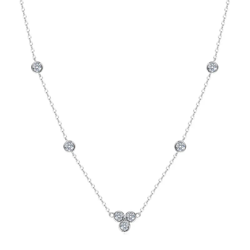 2025 New 4mm&2mm D Color Moissanite Pendant Necklace Plated 18K Gold 925 Silver Chain Jewelry Certified for Women Girl Gifts