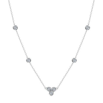 2025 New 4mm&2mm D Color Moissanite Pendant Necklace Plated 18K Gold 925 Silver Chain Jewelry Certified for Women Girl Gifts