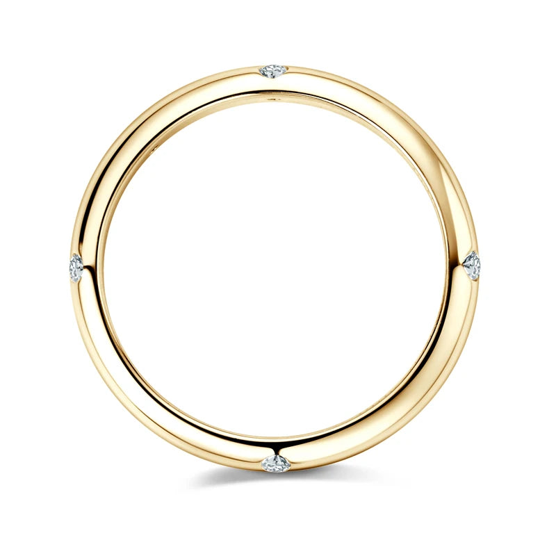 ANZIW 925 Sterling Silver Ring 18k Gold Plated D Color Round Moissanite Ring Promise Bands for Women Daily Jewelry Certificate
