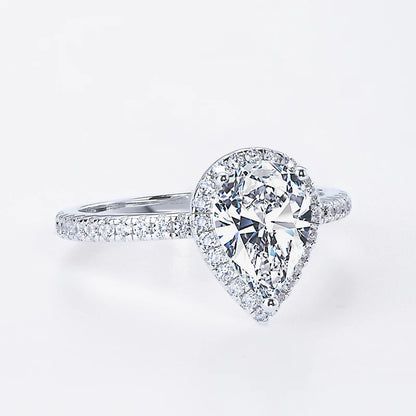 Anziw Original 925 Sterling Sliver Wedding Promise Ring 2.0 Carat Pear Cut Moissanite Ring Bands for Women Engagement Jewelry