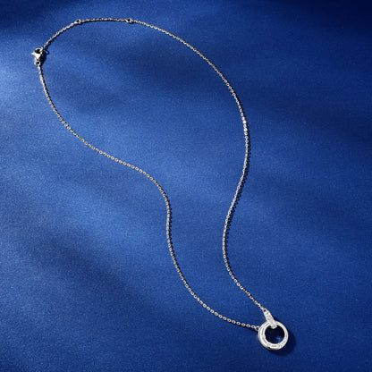Anziw Mobius Moissanite Double-Ring Pendant Necklaces For Women Silver 925 Adjustable Chain Circle Necklace 2025 New Jewel Gift