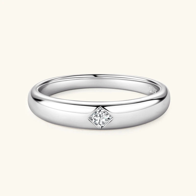 ANZIW 18k Gold Plated Wedding Ring 925 Silver D Color Princess Cut Square Moissanite Promise Bands for Women Certificate GRA