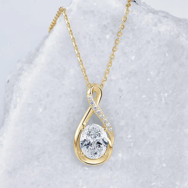 Oval Cut 3.0cttw D Moissanite Jewelry Set for Women 925 Silver 2ct Infinity Pendant Necklace 0.5ct Stud Earrings Sets 2025 Gifts