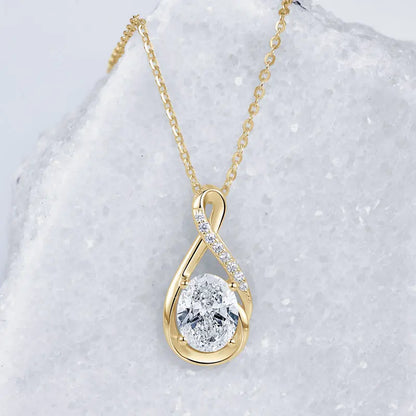 Oval Cut 3.0cttw D Moissanite Jewelry Set for Women 925 Silver 2ct Infinity Pendant Necklace 0.5ct Stud Earrings Sets 2025 Gifts