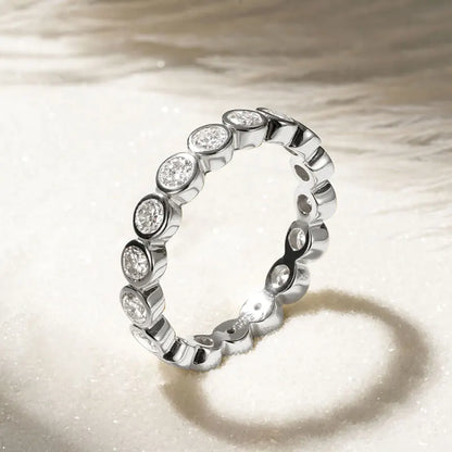 Anziw 2026 Trendy Full Eternity Ring 3mm Moissanite Bezel Bands for Women Couples Real 925 Sliver Finger Jewelry Valentine Gift