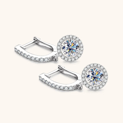 Anziw 2023 Women Hoops 925 Silver Gold Drop Earrings Dangle 1CT Real Moissanite Earring Original Certified Wedding Jewelry Gifts