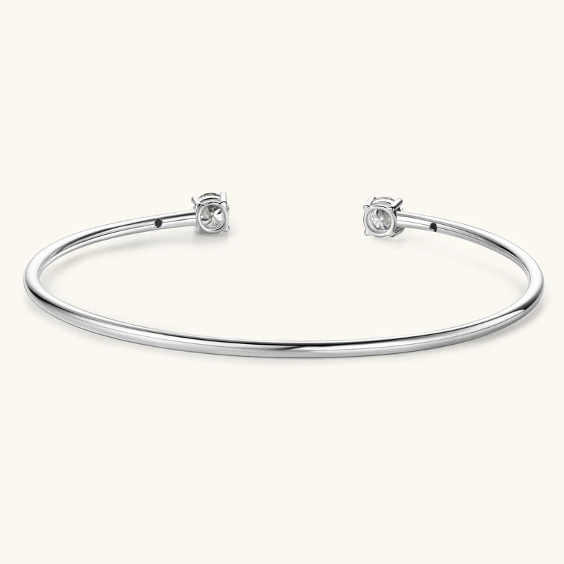 Anziw 5mm 0.5CT D VVS1 Moissanite Bangle Cuff Real 925 Sterling Silver Bracelet for Women Hand Opening Cuffs Fine Jewelry Gifts