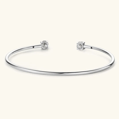 Anziw 5mm 0.5CT D VVS1 Moissanite Bangle Cuff Real 925 Sterling Silver Bracelet for Women Hand Opening Cuffs Fine Jewelry Gifts