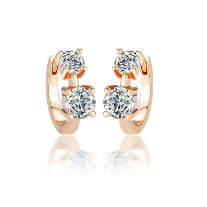 Anziw 6.5mm&4mm Double Moissanites Hoop Earrings with Certificate for Women Gold Plated Real 925 Silver Wedding Jewelry Gift