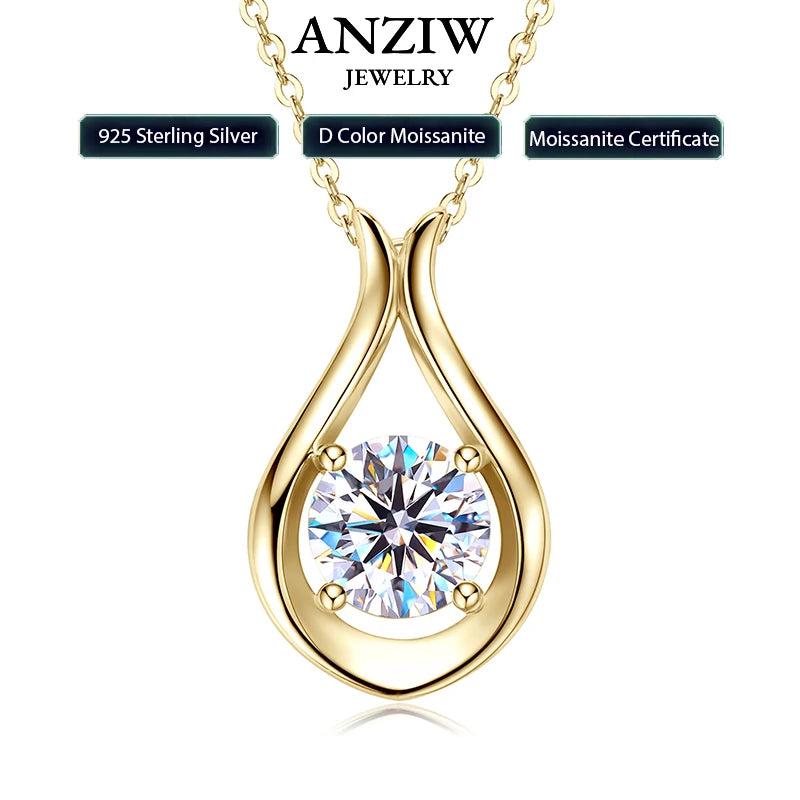 2025 2CT 8mm D Color Moissanite Necklace Teardrop Pendant 925 Silver Chain Original Jewelry with Certificate for Women S925 Gift
