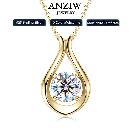2025 2CT 8mm D Color Moissanite Necklace Teardrop Pendant 925 Silver Chain Original Jewelry with Certificate for Women S925 Gift