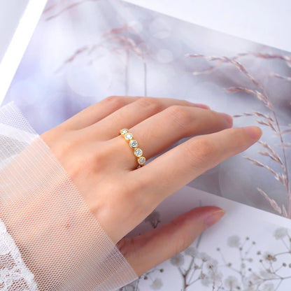 Anziw 925 Sterling Silver 3mm D-E Moissanite Rings for Women Fashion Five Stones Ring Daily Wear Finger Band Fine Jewelry Gifts