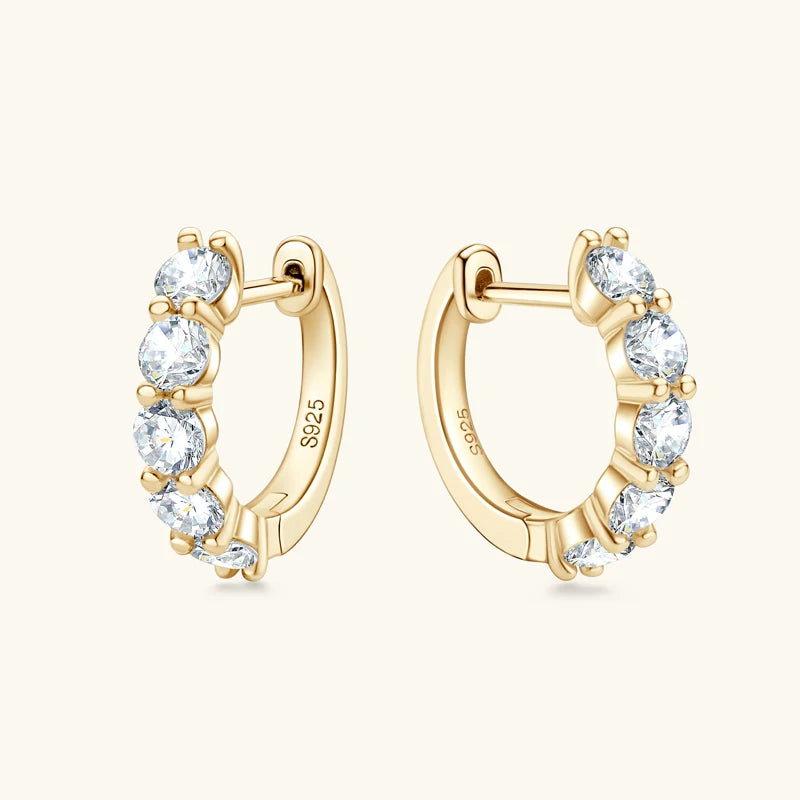Anziw 14k Gold Plated Hoop Earrings for Women 3.5mm D Color 925 Sterling Silver Moissanite Diamond Huggie Earring Girls Jewelry