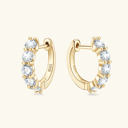 Anziw 14k Gold Plated Hoop Earrings for Women 3.5mm D Color 925 Sterling Silver Moissanite Diamond Huggie Earring Girls Jewelry