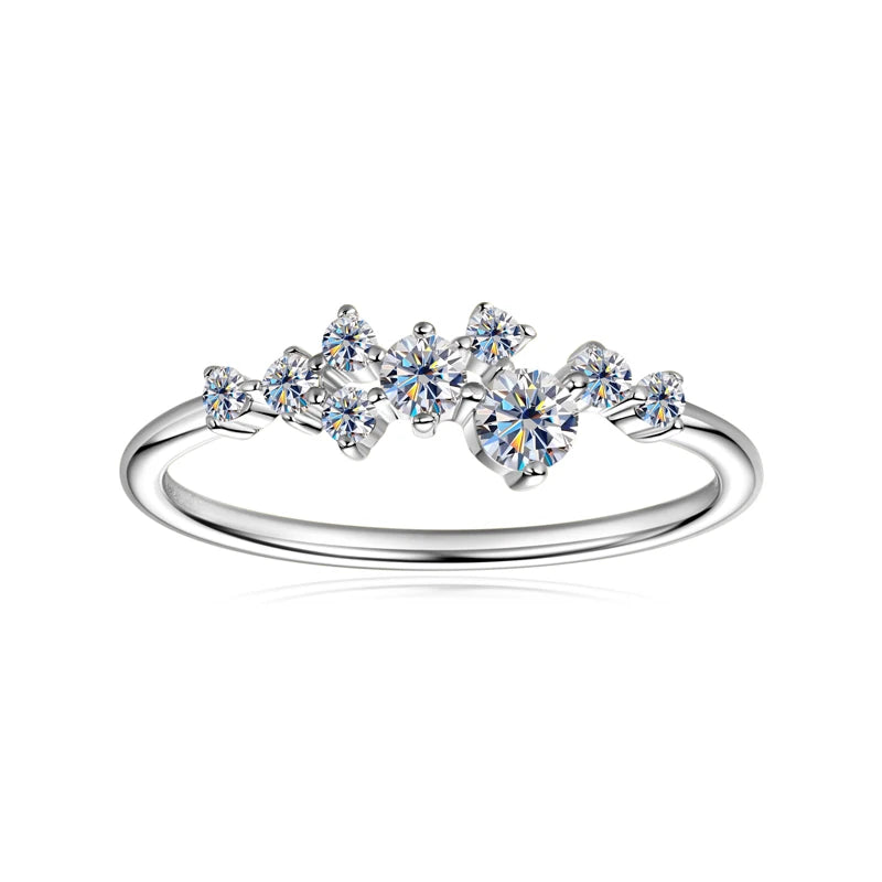 Anziw Real 925 Sterling Silver Moissanite Engagement Ring for Women Dainty Thin Finger Rings Gold Color Jewelry Accessories Gift