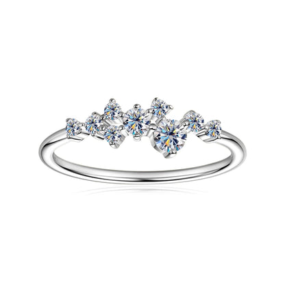 Anziw Cute D0.30CT Moissanite Ring for Women 100% 925 Silver Thin Ring Fashion Finger Band Jewelry Christmas Valentine's Gifts