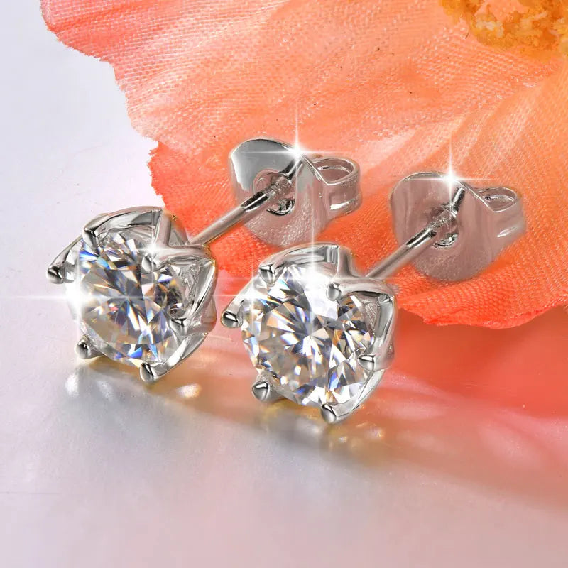 Anziw 0.5ct 1ct D VVS1 GRA Certified Lab Diamond Round Moissanite Stud Earring for Women Gold Filled Wedding Party Jewelry Gifts