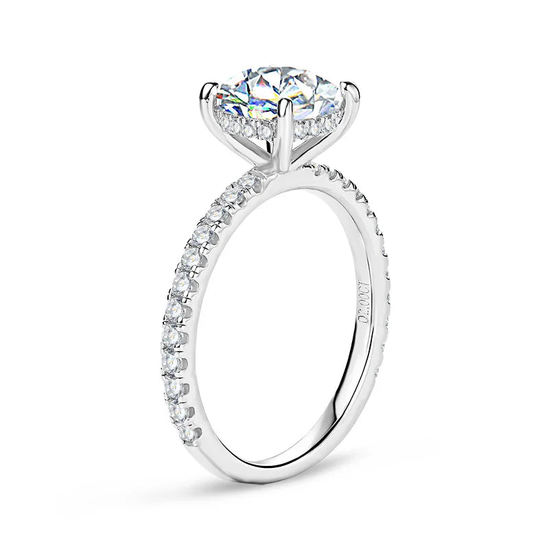 Anziw Solitaire 2ct Moissanite Diamond Ring 925 Sterling Sliver Sparking Wedding Promise Finger Rings for Women with Certificate