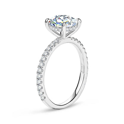 Anziw Solitaire 2ct Moissanite Diamond Ring 925 Sterling Sliver Sparking Wedding Promise Finger Rings for Women with Certificate