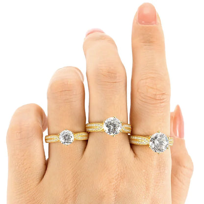Anziw 1ct 2ct 3ct D Moissanite Ring for Women 925 Sliver 18k Gold Plated Classic Engagement Wedding Promise Rings Finger Jewelry