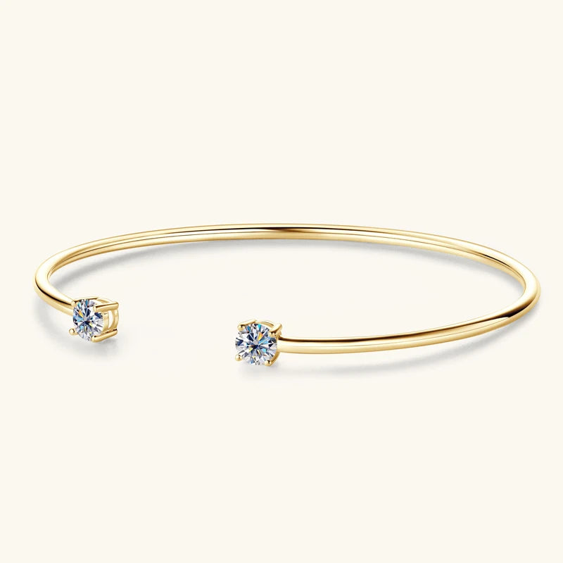 Anziw 5mm 0.5CT D VVS1 Moissanite Bangle Cuff Real 925 Sterling Silver Bracelet for Women Hand Opening Cuffs Fine Jewelry Gifts