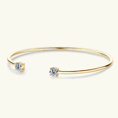 Anziw 5mm 0.5CT D VVS1 Moissanite Bangle Cuff Real 925 Sterling Silver Bracelet for Women Hand Opening Cuffs Fine Jewelry Gifts