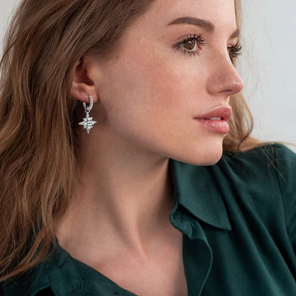 Anziw 100% 925 Silver Jewelry Charm Guide Star Drop Earrings Moissanite Piercing Hoop Earrings for Women with GRA Certificate