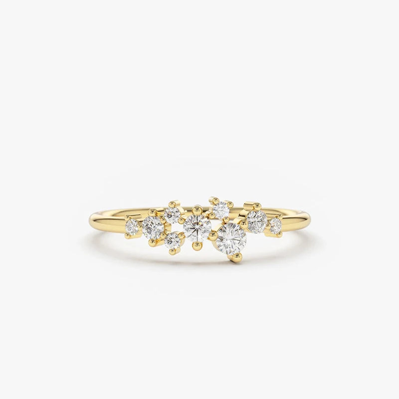 Anziw Delicate Moissanite Ring Real 925 Silver for Women Dainty Thin Finger Ring Wedding Engagement Jewelry Fashion Accessories