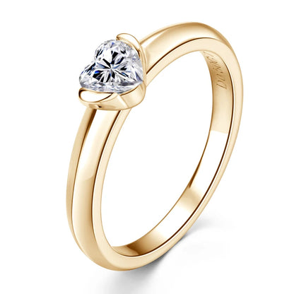 Anziw Rose Gold Color 0.5ct Heart Shaped Moissanite Solitaire Engagement Ring Silver 925 for Women Promise Wedding Bands Jewelry