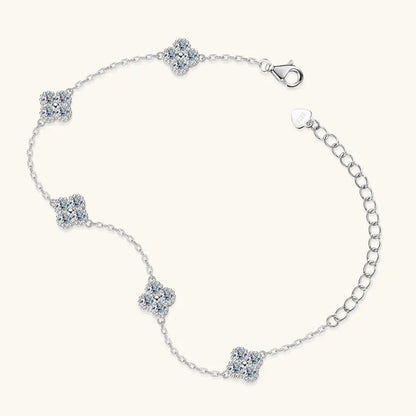 Anizw 2025 New 925 Silver Flower Clover Bracelet Moissanite 3mm for Women 18k Gold Plated Fine Jewelry Certified Lab Diamond D-E