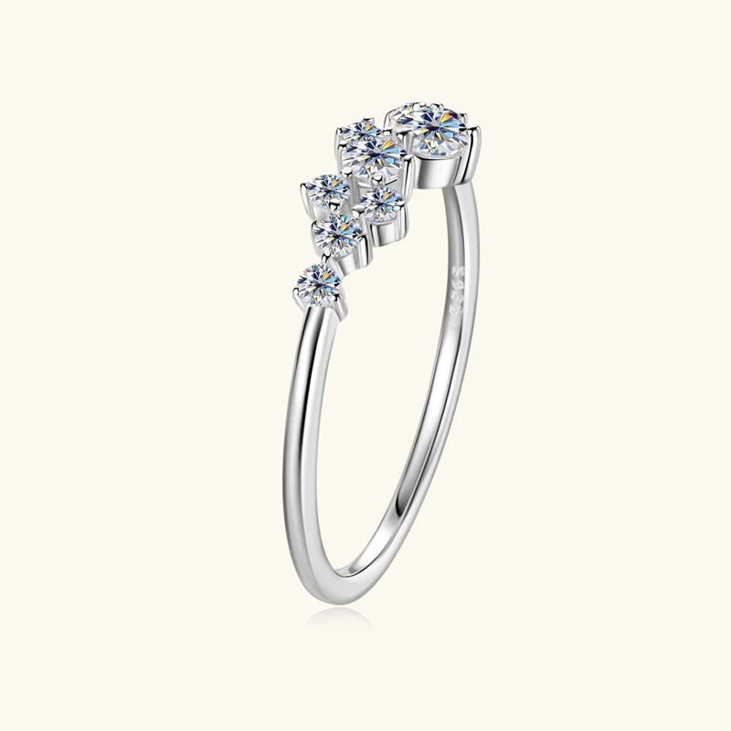 Anziw Real S925 Ring Cluster Moissanite Sterling Silver Wedding Engagement Finger Rings Fashion Band for Women Fine Jewelry 925