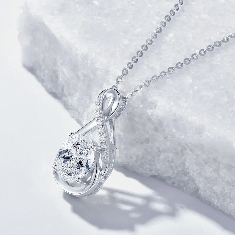 Oval Cut 3.0cttw D Moissanite Jewelry Set for Women 925 Silver 2ct Infinity Pendant Necklace 0.5ct Stud Earrings Sets 2025 Gifts
