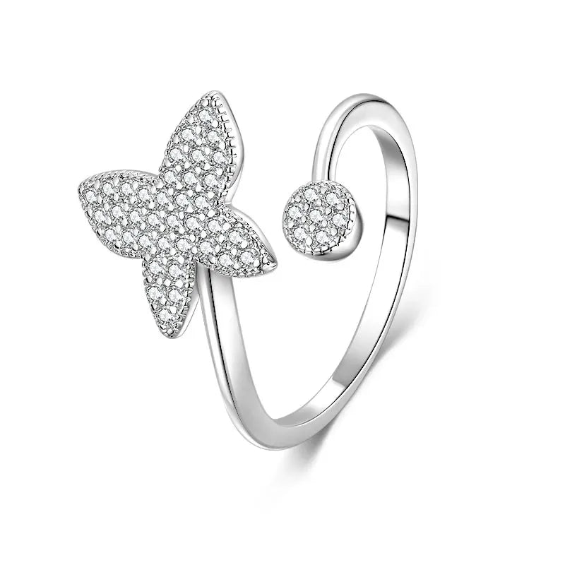 Anziw 14K Gold Filled Exquisite Butterfly Open Rings Micro Inlay Cubic Zirconia Ring for Women Wedding Party 2026 Tendy Jewelry