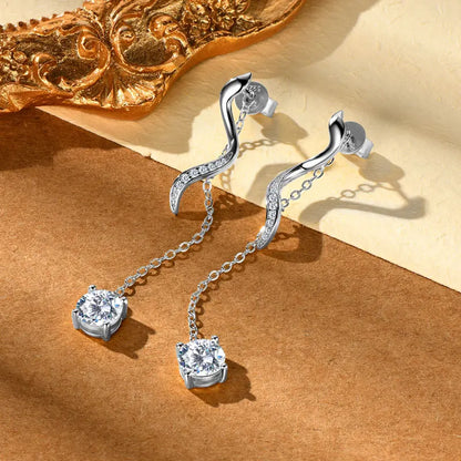 Anziw 925 Moissanite Star Tassel Drop Dangle Earrings for Women Real S925 Silver Studs Earrings Certified Fine Jewelry Gift Girl
