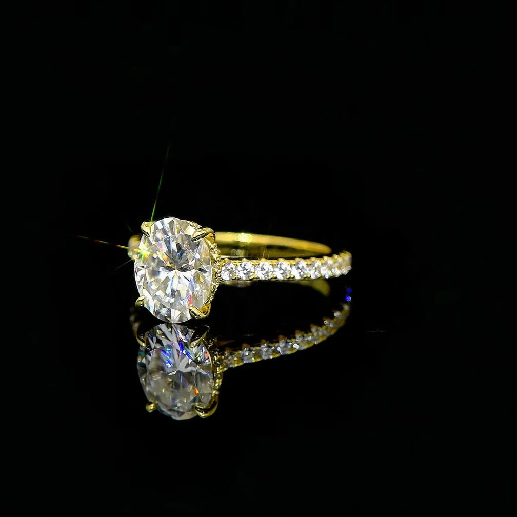 3CT Oval Cut Moissanite Ring for Women 925 Sterling Sliver Vintage Engagement Wedding Promise Band Finger Jewelry Certified Ring