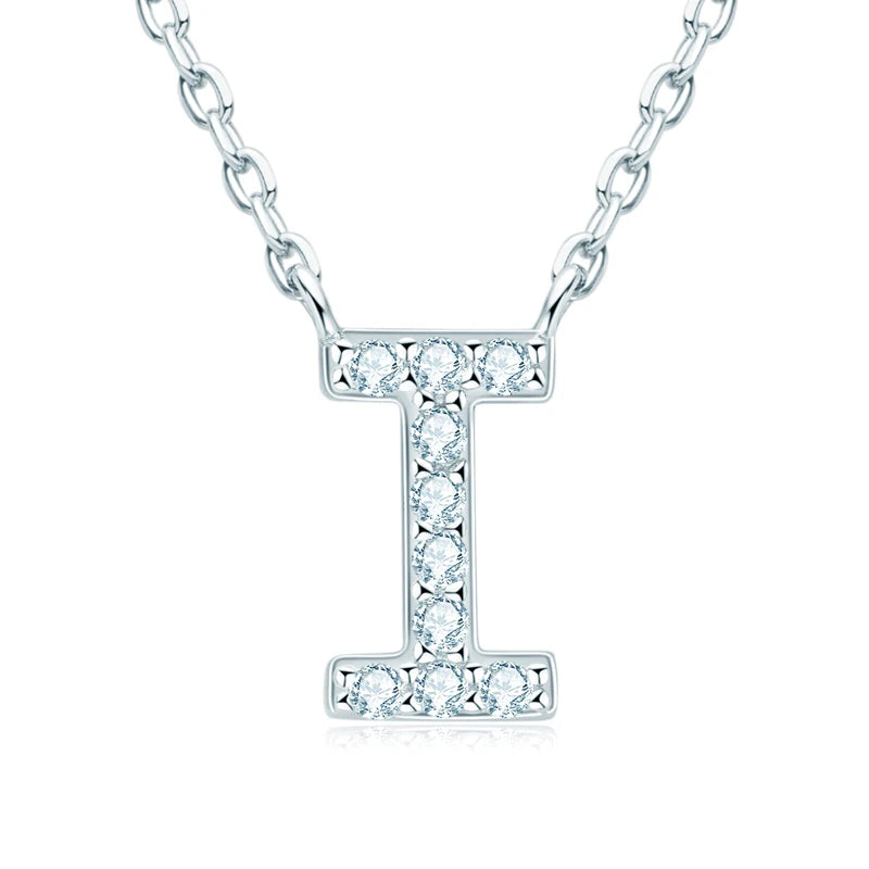Anziw Initial Moissanite 26 Letter Pendant Necklace for Women Men Real Silver 925 Name Pendant Fine Jewelry Valentine's Day Gift