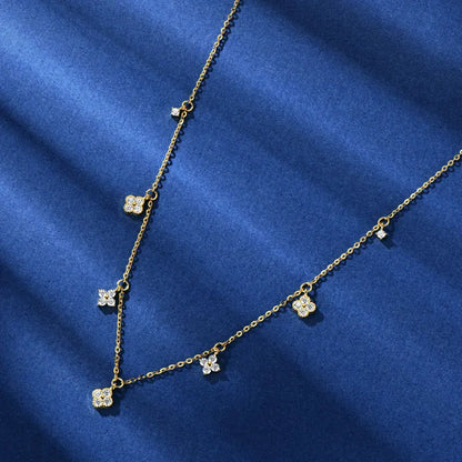 Anziw 2mm Moissanite Pendant Necklace for Women 925 Silver Four Clover Flower Clavicle Necklaces Charm Valentine Gift 2025 Trend