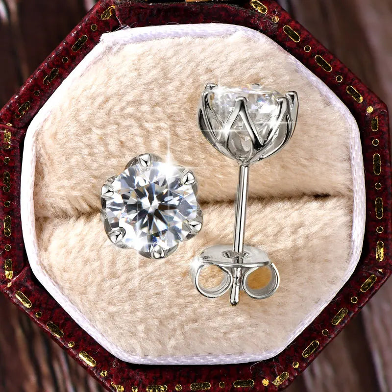 Anziw 0.5ct 1ct D VVS1 GRA Certified Lab Diamond Round Moissanite Stud Earring for Women Gold Filled Wedding Party Jewelry Gifts