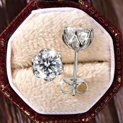 Anziw 0.5ct 1ct D VVS1 GRA Certified Lab Diamond Round Moissanite Stud Earring for Women Gold Filled Wedding Party Jewelry Gifts