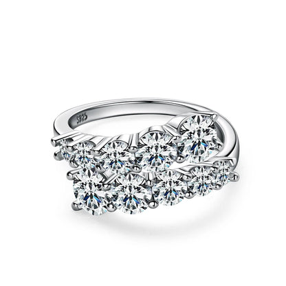 Anziw 3.26cttw D-E Moissanite Wedding Rings Woman Sparkling Diamond Band 10 Stone Engagement Ring 925 Silver Jewelry Certificate