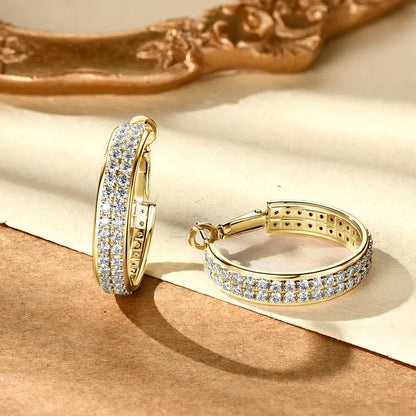 Anziw 2025 Trendy Pave Full Moissanite Hoop Earrings Real 925 Silver Earrings for Women Wedding Party Birthday Valentine Gift
