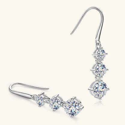 Anziw 3.60CTTW. D VVS1 Moissanite Drop Hook Earrings for Women 925 Silver Sparking Lad Diamond Dangle Earrings Wedding Jewelry