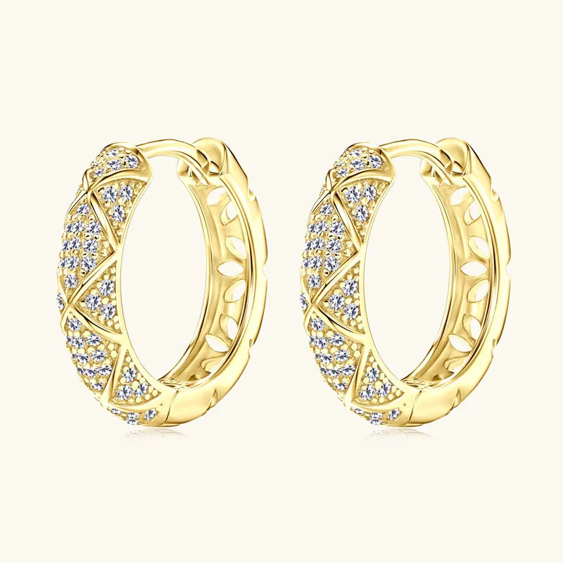 Anziw 2025 New Pave D Moissanite Hoop Huggies Earrings 925 Silver for Women S925 Trendy Fine Jewelry Certified lab Diamond Gift