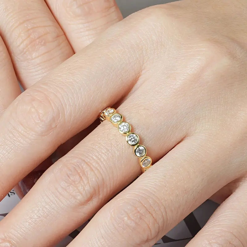 Anziw 2026 Trendy Full Eternity Ring 3mm Moissanite Bezel Bands for Women Couples Real 925 Sliver Finger Jewelry Valentine Gift
