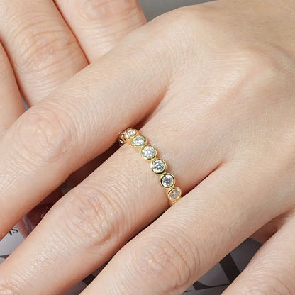 Anziw 2026 Trendy Full Eternity Ring 3mm Moissanite Bezel Bands for Women Couples Real 925 Sliver Finger Jewelry Valentine Gift