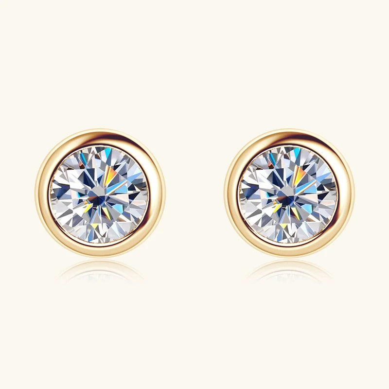 Anziw 10K Yellow Gold Moissanite Sparking Stud Earrings for Couple Men Women Real Gold Wedding Jewelry D Color VVS1 Lab Diamond
